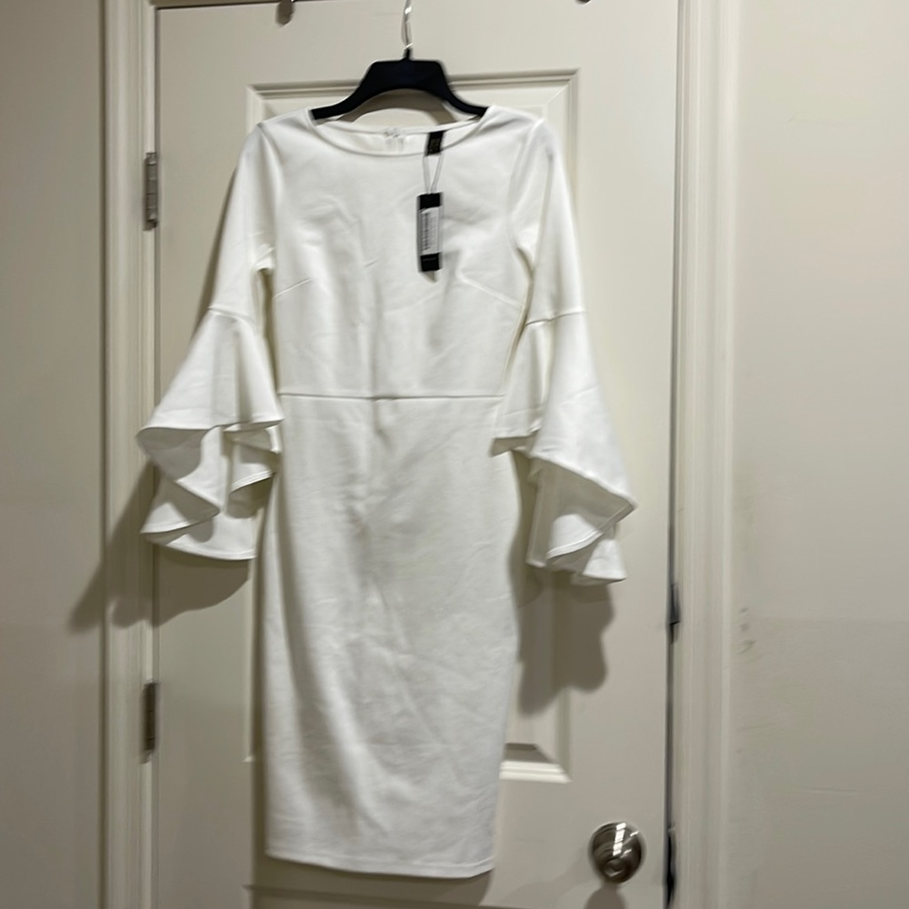 White flared sleeve dress